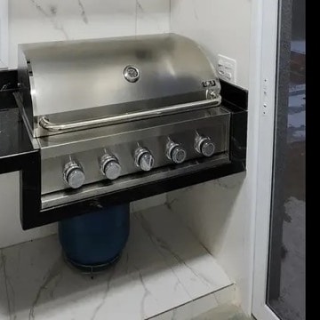 Gelb Küche Professional 5 Queimadores embutida em cozinha com coifa e porcelanato branco